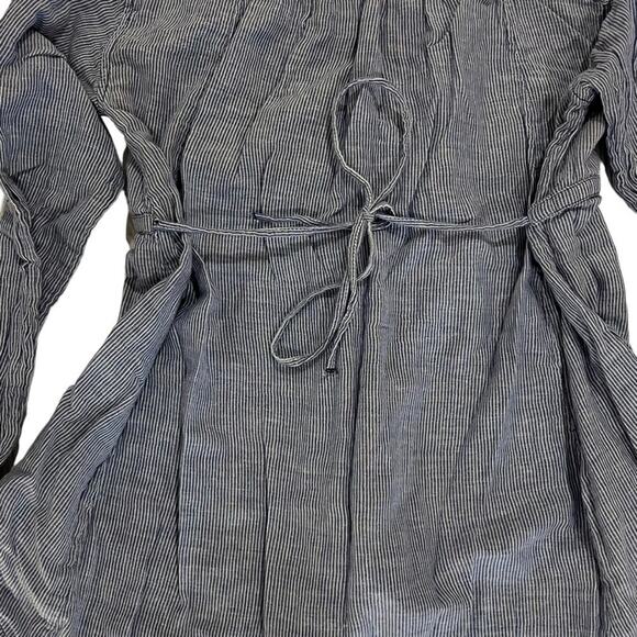 Free People Babydoll Top Womens Size Small Blue Striped Long Sleeve V Neck Basic - Picture 11 of 11